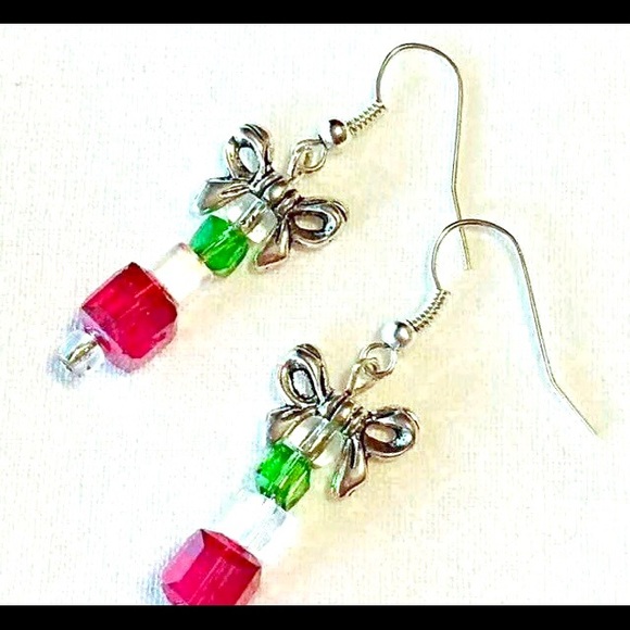 Christmas Red Multicolor Crystal Gift Earrings - Picture 2 of 5